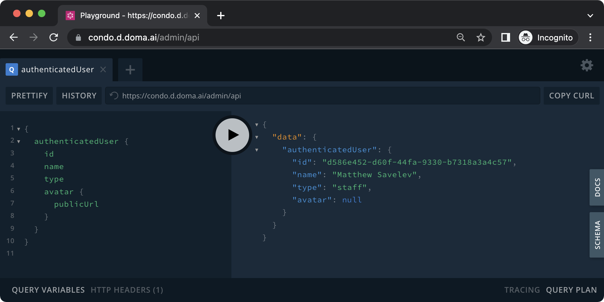 Authenticated user info